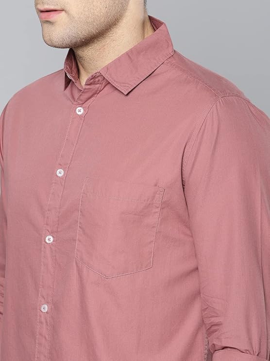 Dennis Lingo Men Cotton Solid Spread Collar Full Sleeves Regular Fit Casual Shirt